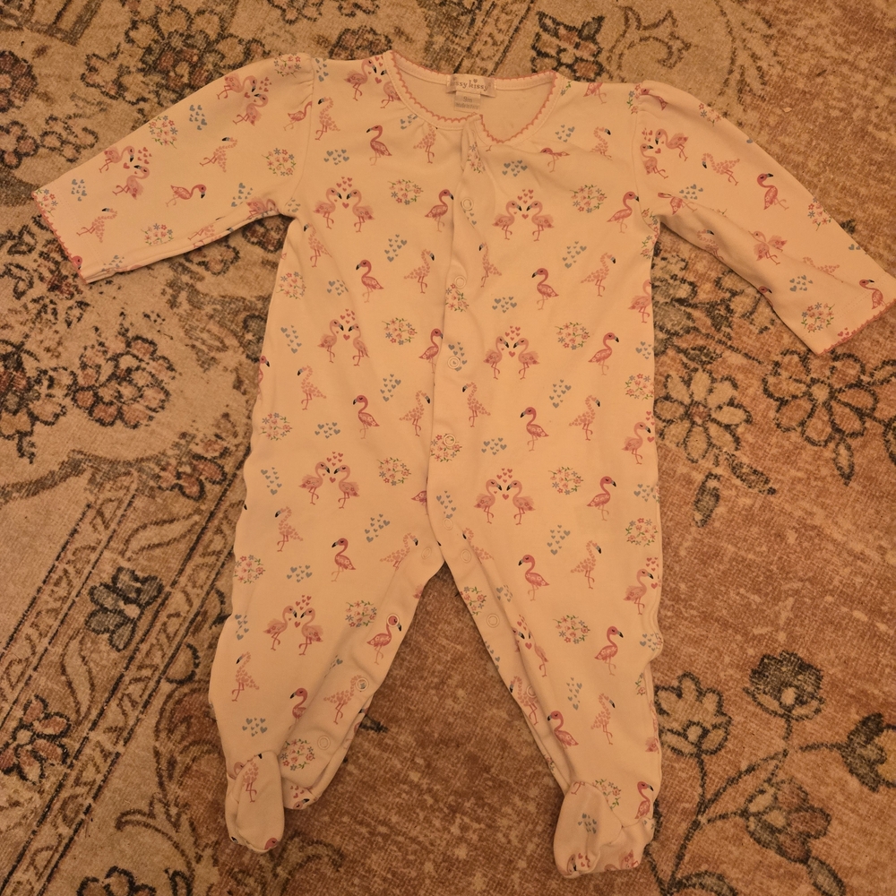 Kissy Kissy Pink Flamingo and Floral Kids Footie
